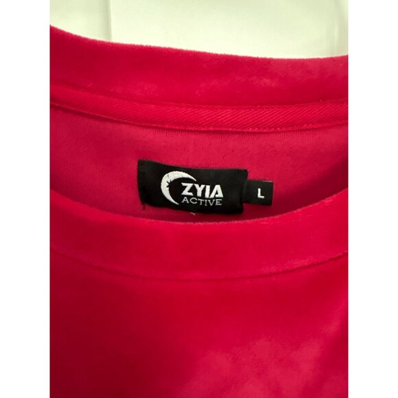 ZYIA Active size Large Fuchsia Pink Velvet Spell Out Pullover Sweatshirt NEW - Picture 4 of 5